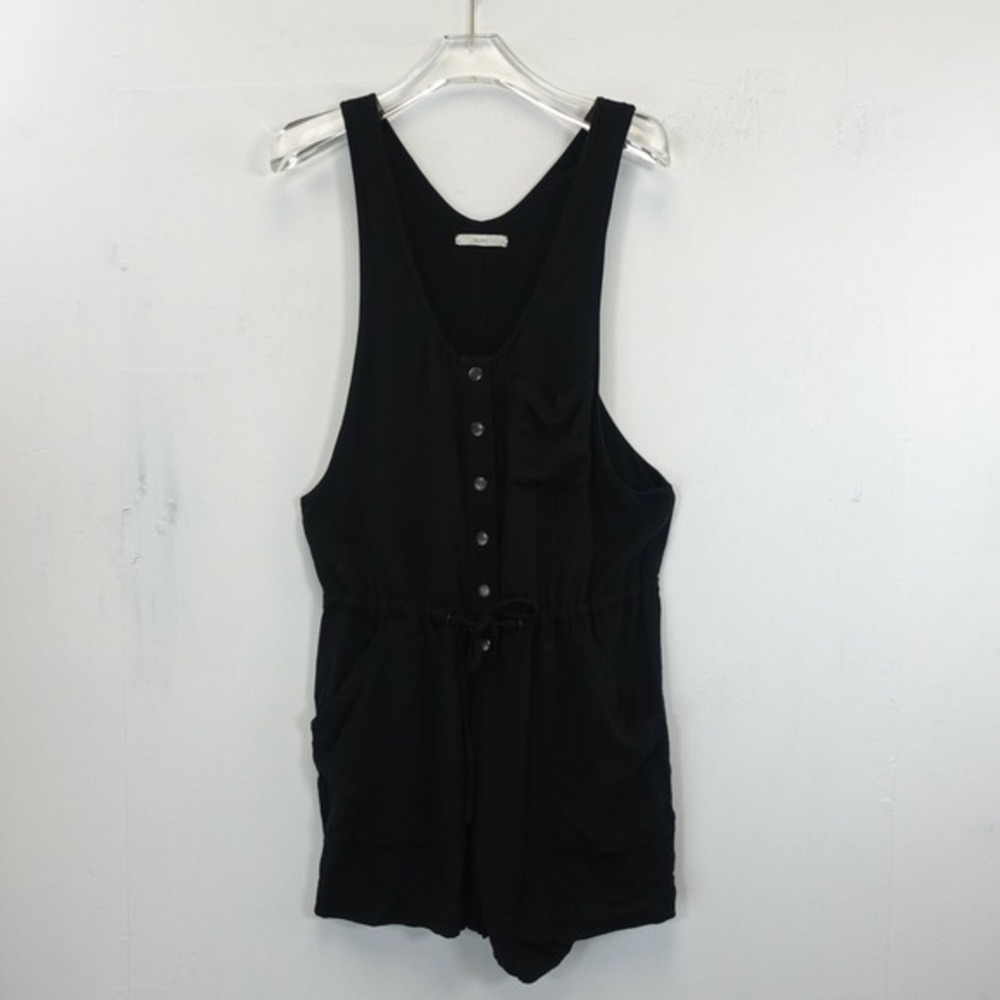 Black Romper Womens XS Button Down‎ Drawstring Relaxed Summer Light ELIOT